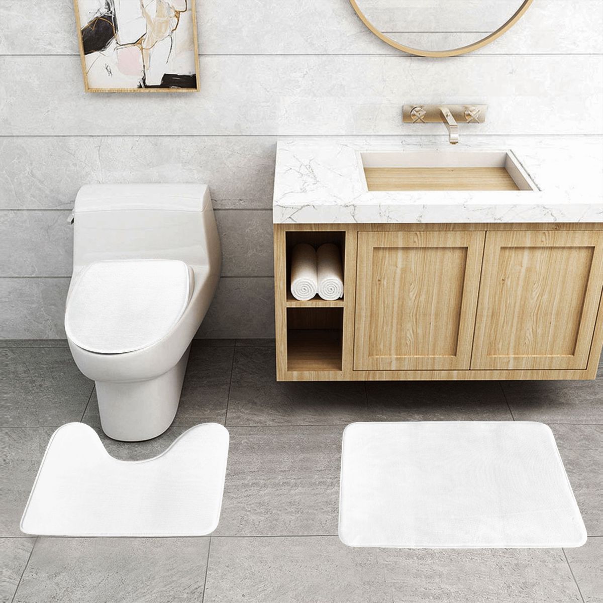 3 Piece Bathroom Rugs Set